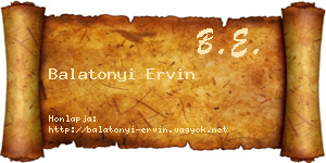 Balatonyi Ervin névjegykártya